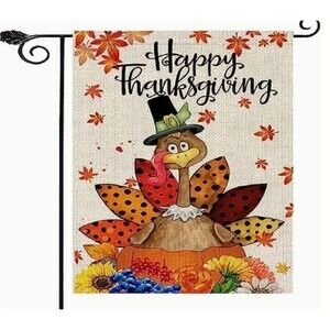 Thanksgiving Garden Flag 12x18 Turkey double sided